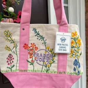 Trader Joe’s Viral Pink Floral Canvas Tote Bag